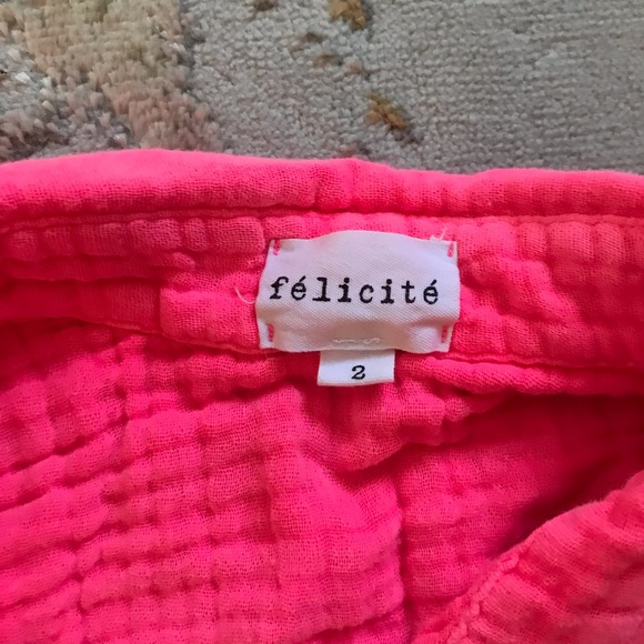 Félicité Neon Pink Gauze Cotton Button Down Top - Picture 3 of 5